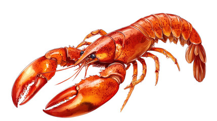 Lobster Illustration: A detailed and vibrant illustration of a red lobster, showcasing its intricate anatomy and lively colors. Perfect for culinary, seafood, and nature-themed projects. 
