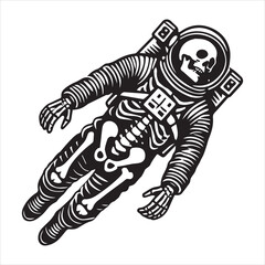 Fototapeta premium Astronaut skeleton illustration Vector, Spaceman Man skull clipart Design 
