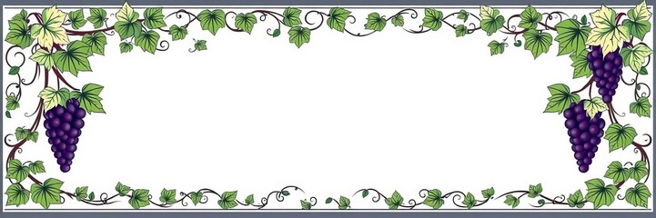 Green grapes vector illustration frame with floral design element perfect for wine labels, invitations, and packaging, elegant, decorative, illustration
