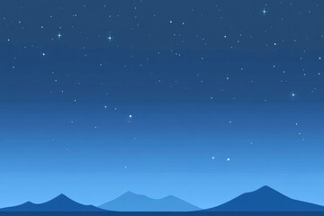 Fototapeta premium Minimalistic starry night sky with mountain silhouettes in tranquil landscape scene