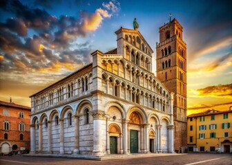 Fototapeta premium Lucca Duomo San Martino Portrait Photography: Majestic Italian Architecture