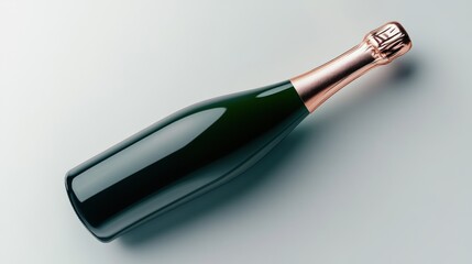 Rose gold champagne bottle studio shot, white background, celebration