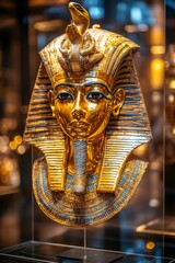 Golden mask of tutankhamun exhibiting ancient egyptian craftsmanship