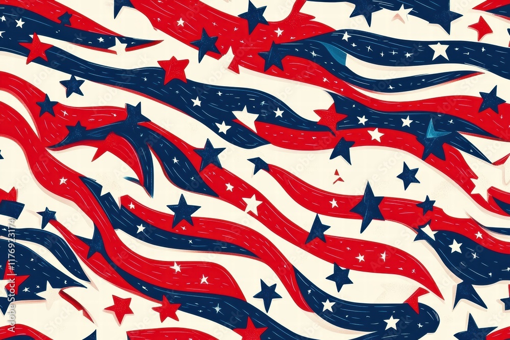 Leinwandbilder abstract pattern of stars and stripes reflecting the spirit of patriotism with vibrant colors and dy