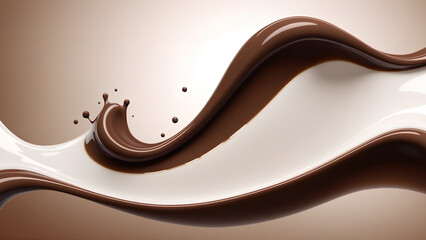 Dynamic Splash of Dark Chocolate and White Milk intertwining