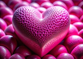 Fototapeta premium Macro Pink 3D Heart, Close-up Detailed Shot, Valentine's Day, Abstract Love, Romantic Texture