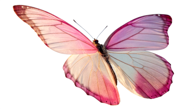 A gradient pink butterfly on a transparent background