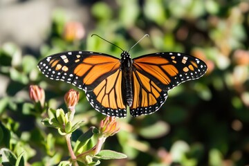 Fototapeta premium Monarch butterfly garden resting on flower