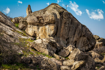 Granite rocks, grass, moss and lichens on Muniana Cliff.