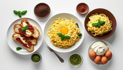 Traditional Italian Pasta Dishes with Fresh Ingredients and Unique Presentation