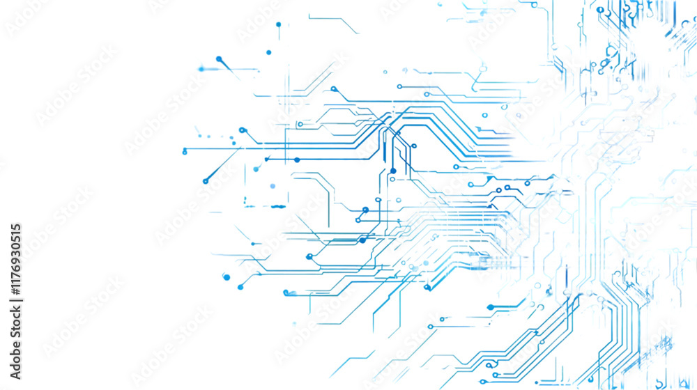 Fototapete Abstract electronic circuits and pathways with futuristic Incorporate of blue and lines to intricate connections. isolated on a transparent background