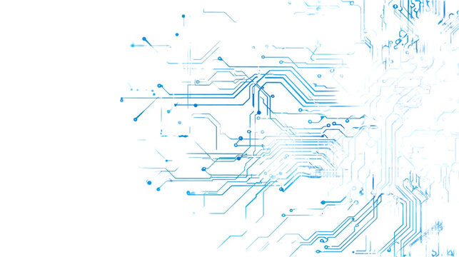 Abstract electronic circuits and pathways with futuristic Incorporate of blue and lines to intricate connections. isolated on a transparent background