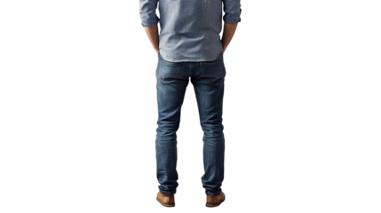 Man from Behind in Jeans and Shirt 