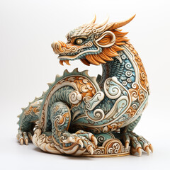 Obraz premium Intricate Ceramic Dragon Sculpture with Colorful Details