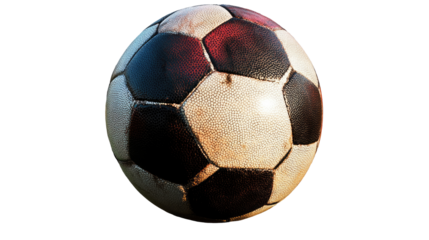 Worn and Weathered: A vintage soccer ball, bearing the marks of countless games and triumphs, evokes a sense of nostalgia and the enduring spirit of the sport.