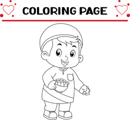 cute muslim boy coloring page for kids