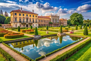 Fototapeta premium Majestic Venetian Villa Contarini Park in Piazzola sul Brenta, Padua, August 2016 - Architectural Photography