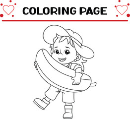farmer girl happily coloring page for kids