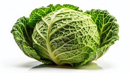 Miniature Cabbage, Isolated White Background, Tilt-Shift Photography, Farm Fresh Vegetable