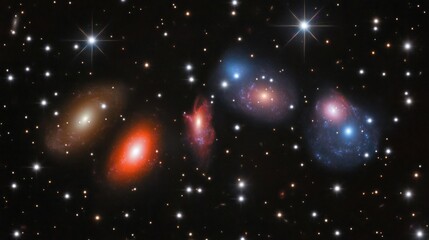 A stunning view of multiple galaxies in deep space.