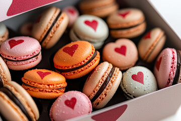 Fototapeta premium Valentine’s Day macarons with heart designs