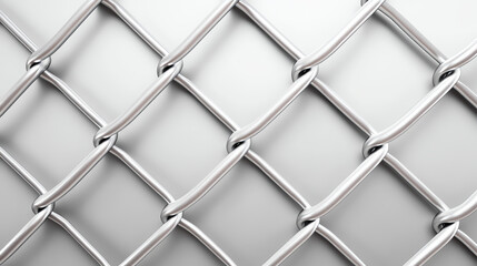 Naklejka premium Close-up of a metallic chain link fence with a smooth silver finish, highlighting industrial design and security features.