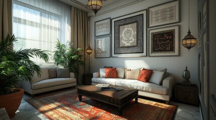 Fototapeta premium Serene Moroccan Living Room Interior Design