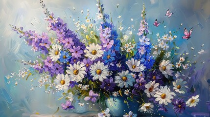 A beautiful bouquet of purple delphiniums