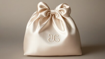 Elegant Monogrammed Satin Drawstring Bag: A Luxurious Gift