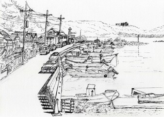 Fototapeta premium 港に並ぶ漁船