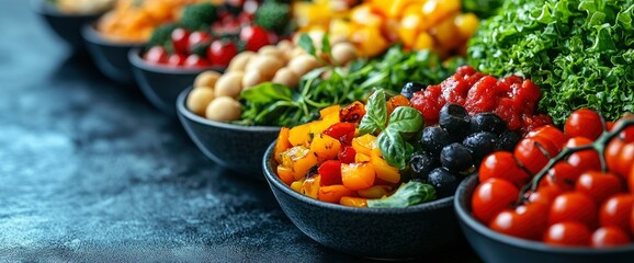 Vibrant Bowls of Fresh Vegetables and Herbs A Healthy Eating Concept