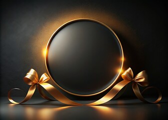 Obraz premium Mysterious Black Circle with Gold Ribbon - Low Light Elegant Stock Photo