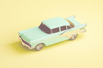 Classic car model in pastel colors, showcasing vintage design an