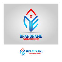 Monogram Logo Initial ADW Leaf Shaped Red And Blue, For Business Logo, royalty free with very high resolution