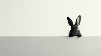Obraz premium Cute rabbit looking curiously from behind.