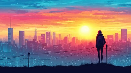 Fototapeta premium Witness the dawn of urban renewal a captivating sunrise over a city skyline captured in vibrant colors
