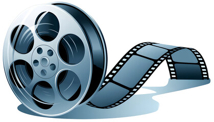 Black and white movie film and movie film, roll illustration.