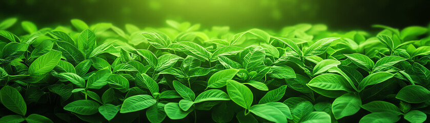 Fototapeta premium Vibrant green leaves create a lush, serene backdrop, embodying nature's beauty and tranquility, perfect for eco-friendly themes.
