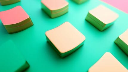 Pastel-Colored Boxes on Teal Background