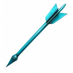 Metallic light blue arrow pointing upwards, isolated on a white background, representing concepts such as direction, achievement, and progress