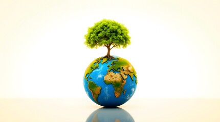 A 3D Earth globe nestled in lush green grass symbolizes our planet's delicate ecology