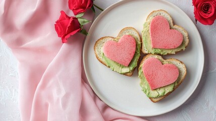 Romantic Valentine s Day Breakfast with Heart Shaped Avocado Toast