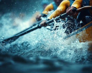 Dynamic Rowing Team Battling Choppy Waters in High-Stakes Race