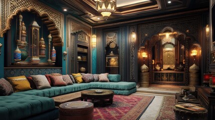 Opulent Moroccan Living Room Interior Design
