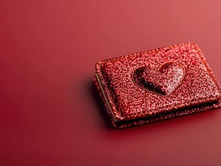 Red and gold Valentinethemed wallet glowing with love energy, symbolizing a secure and prosperous romance