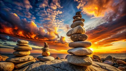 Obraz premium Precariously Balanced Rocks, Nature's Architectural Marvel, Stunning Landscape Photography