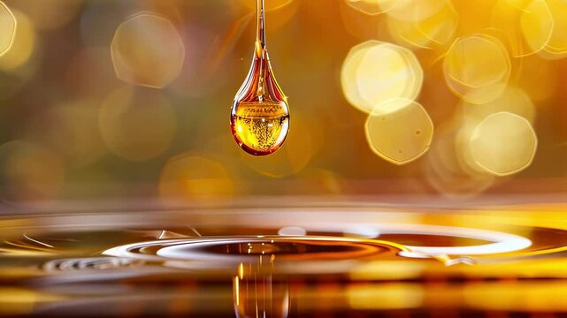 a drop of sandalwood oil close-up. Selective focus