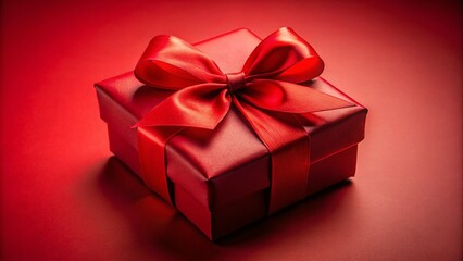 Obraz premium Red Gift Box with Bow, Festive Holiday Background, Close-Up Product Shot