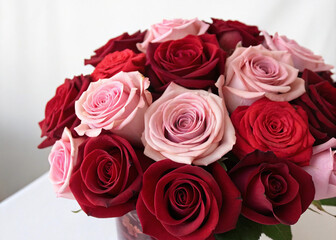 Obraz premium Red and pink roses bouquet