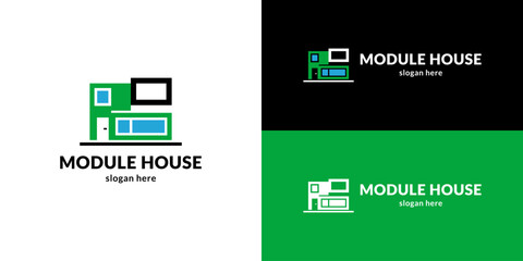 Contemporary module house logo. Vector illustration.